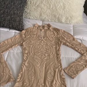 AKIRA nude transparent mock neck bodysuit